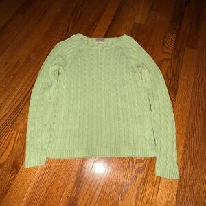 L.L. Bean Light Green Cable Knit Sweater